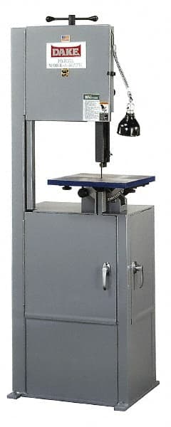 Dake - 14 Inch Throat Capacity, Step Pulley Vertical Bandsaw - 70, 140, 270, 540 SFPM, 1 HP, Three Phase - Exact Tooling