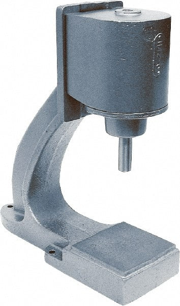 Mead - 1" Ram, 6" Throat Depth, 3/4 Ton Pneumatic Arbor Press - 8-1/2" Max Work Height x 5-1/4" Max Work Width, 5-1/4" Base Width x 14-1/4" Base Depth - Exact Tooling