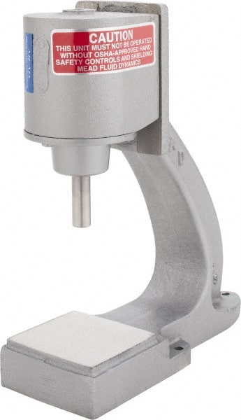 Mead - 1/2" Ram, 4-7/16" Throat Depth, 1/4 Ton Pneumatic Arbor Press - 4" Max Work Height x 3" Max Work Width, 3-1/4" Base Width x 9" Base Depth - Exact Tooling