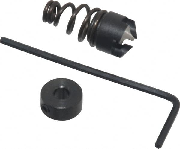 Burr-Bit - #6" Tap Compatibility, 11/64" Collar Thickness, 3 Tap Flutes, Deburring Tap Attachment - 3/8" Outside Diam, 120° Included Angle, High Speed Steel - Exact Tooling