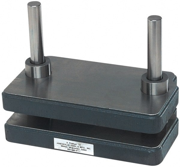 JT&M - 5" Guide Post Length, 13/16" Die Holder Thickness, Cast Iron, Mold Blank, Punch & Die Set - 3/4" Bushing Diam, 5" Overall Width x 3-3/4" Overall Depth - Exact Tooling