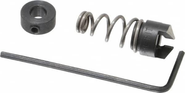 Burr-Bit - #8" Tap Compatibility, 11/64" Collar Thickness, 7/8" Relaxed Length, 2 Tap Flutes, Deburring Tap Attachment - 3/8" Outside Diam, 120° Included Angle, High Speed Steel - Exact Tooling