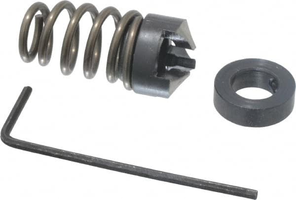 Burr-Bit - M8 Tap Compatibility, 4.3mm Collar Thickness, 31.7mm Relaxed Length, 21.5mm Compressed Length, 3 Tap Flutes, Deburring Tap Attachment - 9/16" Outside Diam, 120° Included Angle, High Speed Steel - Exact Tooling