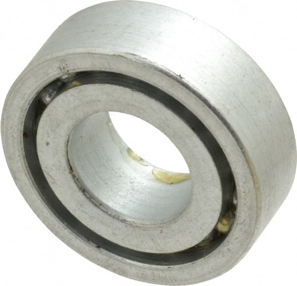 Value Collection - 5/8" Bore Diam, 1-3/8" OD, Open Unground Full Complement Radial Ball Bearing - 7/16" Wide, 1 Row, Round Bore, 769 Lb Dynamic Capacity - Exact Tooling