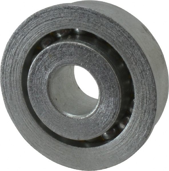 Value Collection - 3/8" Bore Diam, 1-1/8" OD, Open Unground Full Complement Radial Ball Bearing - With Flange, 1 Row, Round Bore, 533 Lb Dynamic Capacity - Exact Tooling