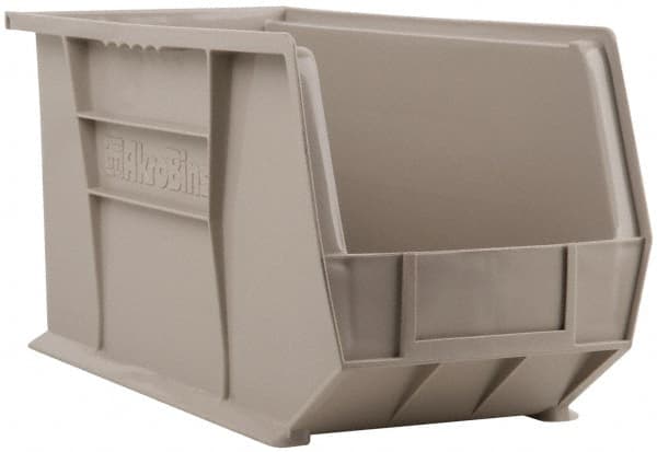 Akro-Mils - 60 Lb. Load Capacity, 18" Deep, Gray Polymer Hopper Stacking Bin - 9" High x 8-1/4" Wide x 18" Long - Exact Tooling
