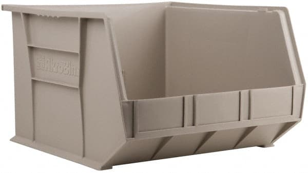 Akro-Mils - 75 Lb. Load Capacity, 18" Deep, Gray Polymer Hopper Stacking Bin - 11" High x 16-1/2" Wide x 18" Long - Exact Tooling