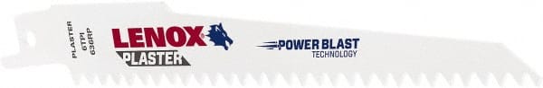 Lenox - 6" Long x 3/4" Thick, Bi-Metal Reciprocating Saw Blade - Tapered Profile, 6 TPI, Toothed Edge, Universal Shank - Exact Tooling
