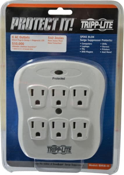 Tripp-Lite - 6 Outlets, 120 Volts, 15 Amps, Power Outlet Strip - Direct Plug-in Mount, 5-15P NEMA Configuration, 4.8" Strip, UL1449 3rd Edition - Exact Tooling