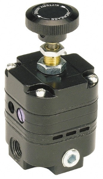 Parker - 1/4 NPT Port, 14 CFM, Zinc Diaphragm Operated Regulator - 2 to 120 psi Range, 150 Max psi Supply Pressure, 1/4" Gauge Port Thread, 3" Wide x 6.06" High - Exact Tooling