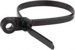 Thomas & Betts - 7.8" Long Black Nylon Mountable Cable Tie - 50 Lb Tensile Strength, 1.4mm Thick, 44.45mm Max Bundle Diam - Exact Tooling