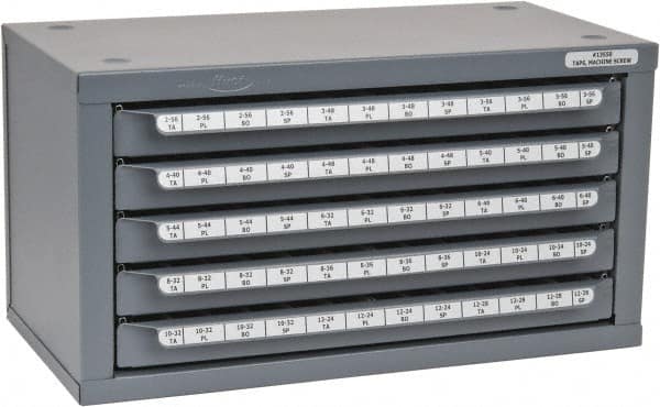 Huot - 5 Drawer, #2-56 to #12-28 Tap Storage - 14-5/8" Wide x 7-3/8" Deep x 7-3/4" High, Steel - Exact Tooling