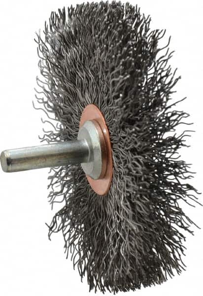 Anderson - 3" Brush Diam, Crimped, End Brush - 1/4" Diam Shank, 20,000 Max RPM - Exact Tooling