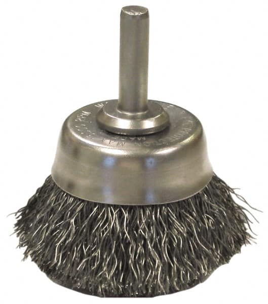 Anderson - 1-3/4" Brush Diam, Crimped, End Brush - 1/4" Diam Shank, 13,000 Max RPM - Exact Tooling