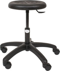 Made in USA - 15-1/2 to 20-1/2" High Utility Stool - Polyurethane Seat, Black - Exact Tooling