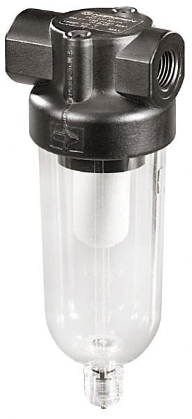 Norgren - 1/8" Port, 4.1" High x 1.63" Wide General Purpose Filter Mini Comp with Zinc Bowl, Automatic Drain - Exact Tooling