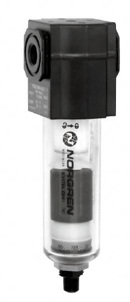 Norgren - 1/4" Port, 6.62" High x 1.97" Wide General Purpose Filter Comp with Zinc Bowl, Manual Drain - Exact Tooling