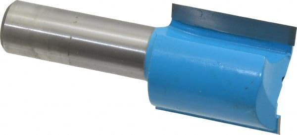 ROMAN CARBIDE - 1" Diam, 1/2" Shank Diam, 1-1/8" Length of Cut, 2 Flute Straight Router Bit - 2-5/8" Overall Length, Carbide Tipped - Exact Tooling
