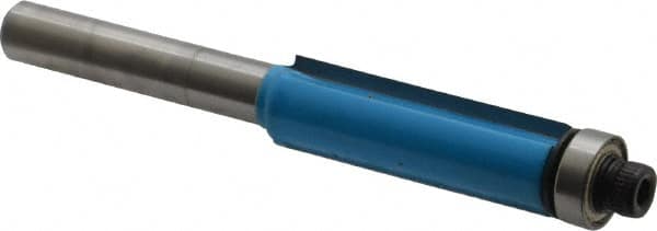 ROMAN CARBIDE - 3/8" Cut Diam, 1-3/16" Length of Cut, 2 Flute, Flush Trim, Edge Profile Router Bit - Carbide-Tipped, 1/4" Shank Diam, 1-1/4" Shank Length, 2-3/4" OAL, Uncoated, Piloted - Exact Tooling
