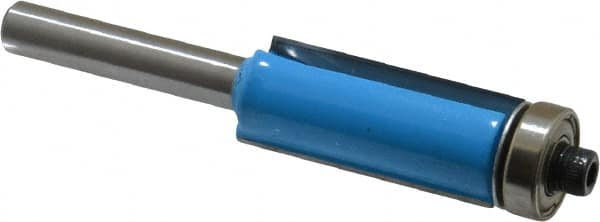 ROMAN CARBIDE - 1/2" Cut Diam, 1-3/16" Length of Cut, 2 Flute, Flush Trim, Edge Profile Router Bit - Carbide-Tipped, 1/4" Shank Diam, 1-1/4" Shank Length, 2-3/4" OAL, Uncoated, Piloted - Exact Tooling