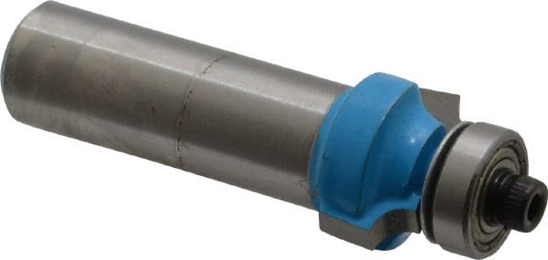 ROMAN CARBIDE - 5/8" Cut Diam, 3/8" Length of Cut, 2 Flute, Round-Over, Edge Profile Router Bit - Carbide-Tipped, 1/4" Shank Diam, 1-1/4" Shank Length, 2" OAL, Uncoated, Piloted - Exact Tooling