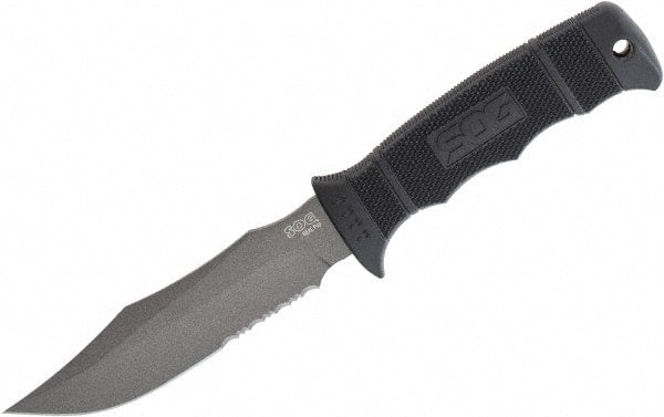 SOG Specialty Knives - 4-3/4" Long Blade, Powder-Coated Stainless Steel, Serrated, Survival Knife - 9" OAL, Glass-Reinforced Zytel Handle, Includes Nylon Sheath - Exact Tooling