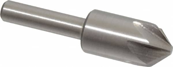 Interstate - 1/2" Head Diam, 1/4" Shank Diam, 6 Flute 90° High Speed Steel Countersink - Exact Tooling