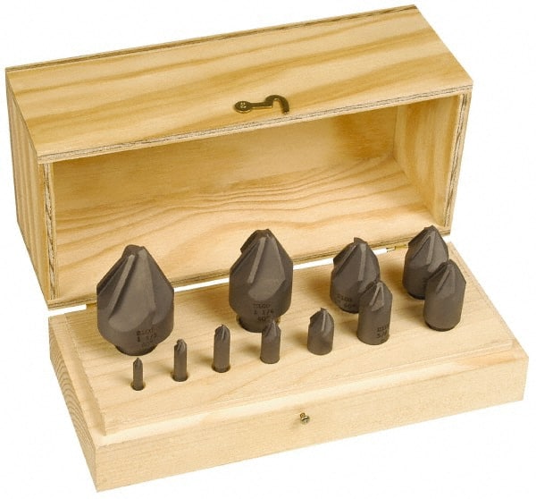 Hertel - 10 Piece, 1/4 to 1-1/2" Head Diam, 82° Included Angle, Countersink Set - Exact Tooling