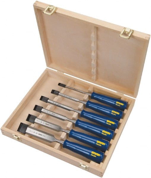 Irwin - 6 Piece Wood Chisel Set - 10-3/4" OAL, Sizes Included 1/4 to 1-1/4" - Exact Tooling