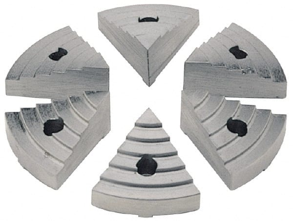 Value Collection - 6" Chuck Capacity, JF Attachment, Round Soft Lathe Chuck Jaw - 8 Jaws, Steel, 60mm Long x 18.4mm High - Exact Tooling