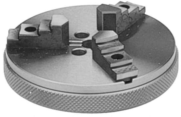 Value Collection - 3 Jaws, 2.75" Diam, Self Centering Manual Lathe Chuck - Plain Back Mount Spindle, Reversible, 5/16" Through Hole Diam, Forged Steel - Exact Tooling