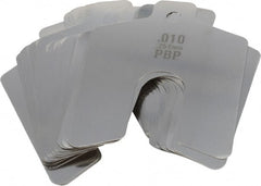 Value Collection - 20 Piece, 2 Inch Long x 2 Inch Wide x 0.01 Inch Thick, Slotted Shim Stock - Stainless Steel, 5/8 Inch Wide Slot - Exact Tooling