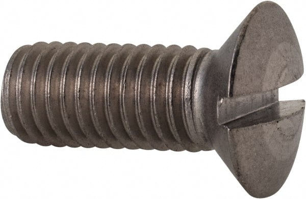 Value Collection - M10x1.50, 25mm OAL Slotted Drive Machine Screw - Oval Head, Grade 18-8 & A2 Stainless Steel, Uncoated, Without Washer - Exact Tooling