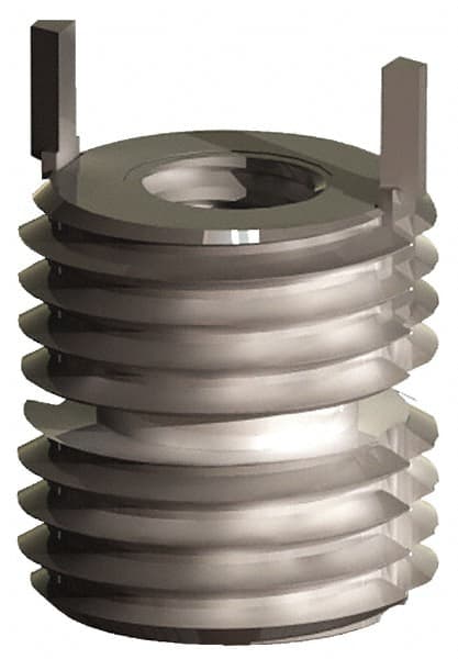 Jergens - 1/4-28 Internal, 7/16-14 External, 9.4mm Insert Length, Heavy Duty Keylocking Thread Inserts - Stainless Steel, Passivated Finish, Grade 303 - Exact Tooling