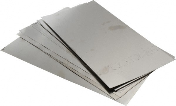 Made in USA - 12 Piece, 0.001 to 0.015 Inch Thickness, Stainless Steel Shim Stock Sheet Assortment - 12 Inch Long x 6 Inch Wide - Exact Tooling