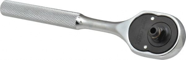 Proto - 3/8" Drive Pear Head Aerospace Ratchet - Chrome Finish, 7" OAL, 24 Gear Teeth, Standard Knurled Handle - Exact Tooling