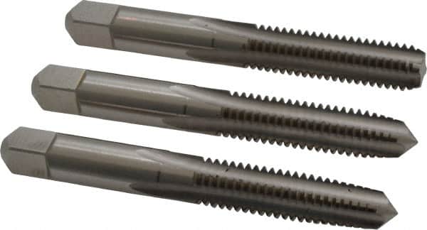 Hertel - 3/8-16 UNC, 4 Flute, Bottoming, Plug & Taper, Bright Finish, High Speed Steel Tap Set - 2-15/16" OAL, 2B/3B Class of Fit - Exact Tooling