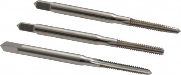 Hertel - #4-40 UNC, 3 Flute, Bottoming, Plug & Taper, Bright Finish, High Speed Steel Tap Set - 1-7/8" OAL, 2B/3B Class of Fit - Exact Tooling