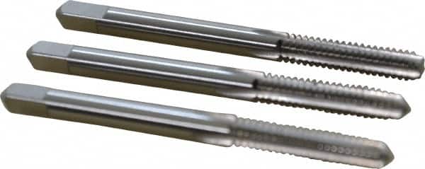 Hertel - #10-24 UNC, 4 Flute, Bottoming, Plug & Taper, Bright Finish, High Speed Steel Tap Set - 2-3/8" OAL, 2B/3B Class of Fit - Exact Tooling