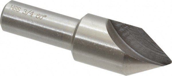 Interstate - 3/4" Head Diam, 1/2" Shank Diam, 1 Flute 60° High Speed Steel Countersink - Exact Tooling