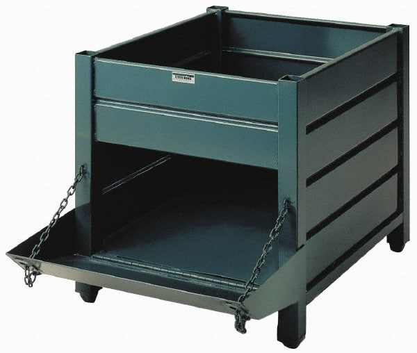 Steel King - 30" Long x 36" Wide x 24" High Steel Bin-Style Bulk Storage and Transport Container with 1 Gate - 4,000 Lb. Load Capacity - Exact Tooling