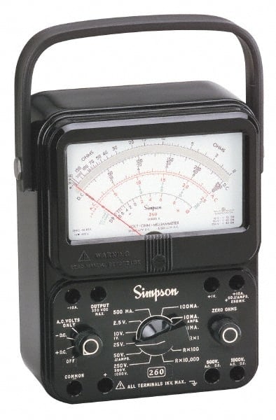 Simpson Electric - 12389, 1,000 VAC/VDC, Analog Manual Ranging Multimeter - 20 mOhm, Measures Voltage, Current, Resistance - Exact Tooling