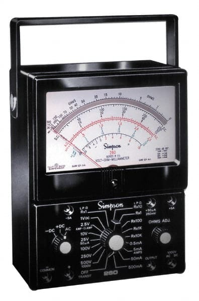 Simpson Electric - 12211, 1,000 VAC/VDC, Analog Manual Ranging Multimeter - 200 Ohm, Measures Voltage, Current, Resistance - Exact Tooling