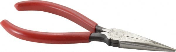 Urrea - 6-5/8" OAL, 1-55/64" Jaw Length x 23/32" Jaw Width, Long Nose Needle Nose Pliers - Serrated Jaw, Chain Nose Head, Rubber Grip Handles - Exact Tooling