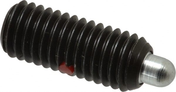 Gibraltar - 1/2-13, 1-1/4" Thread Length, 1/4" Plunger Projection, Steel Threaded Spring Plunger - 1/4" Max Plunger Diam, 1-1/4" Plunger Length, 2.7 Lb Init End Force, 9.3 Lb Final End Force, 1/4" Hex - Exact Tooling