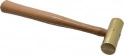 Made in USA - 1-1/2 Lb Head 1-1/4" Face Brass Nonmarring Hammer - 12" OAL, Wood Handle - Exact Tooling
