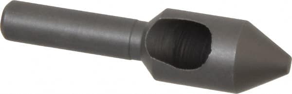 Weldon - 7/16" Head Diam, 1/4" Shank Diam, 60° High Speed Steel Countersink - Bright Finish, 1-3/4" OAL, Single End, Straight Shank, Right Hand Cut - Exact Tooling