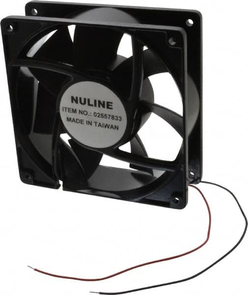 Value Collection - 12 Volts, DC, 130 CFM, Square Tube Axial Fan - 0.66 Amp Rating, 2,520 to 2,800 RPM, 4.7" High x 4.7" Wide x 1-1/2" Deep - Exact Tooling