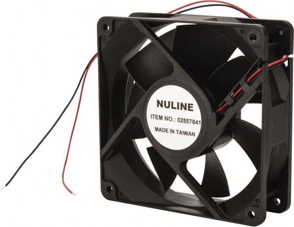 Value Collection - 24 Volts, DC, 130 CFM, Square Tube Axial Fan - 0.36 Amp Rating, 2,520 to 2,800 RPM, 4.7" High x 4.7" Wide x 1-1/2" Deep - Exact Tooling