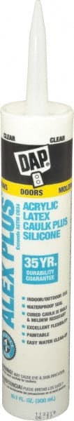 DAP - 10.1 oz Tube Clear Acrylic & Latex Caulk - -30 to 180°F Operating Temp, 30 min Tack Free Dry Time, 24 hr Full Cure Time - Exact Tooling